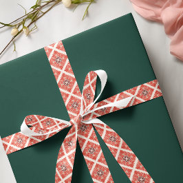 Happy Holidays Modern Bold Bold Red Floral Weihnac Satinband