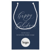 Happy Holidays Modern Business Logo Weihnachten Kleine Geschenktüte (Rückseite)