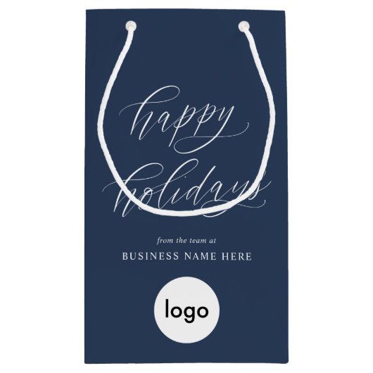 Happy Holidays Modern Business Logo Weihnachten Kleine Geschenktüte (Rückseite)