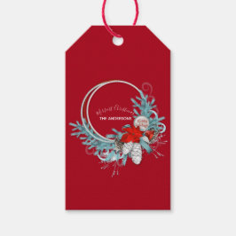 Happy Holidays Modern Chic Red Pine Wreath Geschenkanhänger