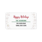 Happy Holidays Modern Chic Typography Snowflakes Adressaufkleber (Vorne)