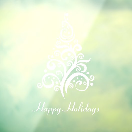 Happy Holidays Modern Christmas Tree weiß Fensteraufkleber (Blatt 3)