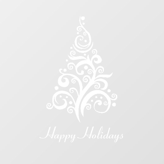 Happy Holidays Modern Christmas Tree weiß Fensteraufkleber (Blatt)