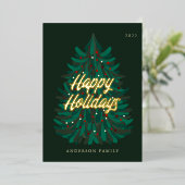 Happy Holidays Modern Eleganter Weihnachtsbaum Folien Feiertagskarte (Stehend vorne)