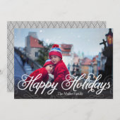 Happy Holidays Modern Full Foto Feiertagskarte (Vorne/Hinten)