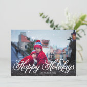 Happy Holidays Modern Full Foto Feiertagskarte (Stehend Vorderseite)