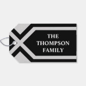 Happy Holidays Modern Geometric Black Gray Custom Geschenkanhänger (Rückseite Horizontal)