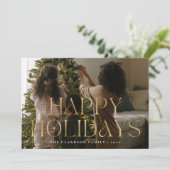 Happy Holidays Modern Gold Feiertagskarte (Stehend Vorderseite)