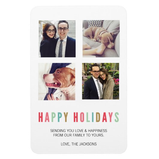 Happy Holidays | Modern & hell 4 Foto Magnet (Vertikal)
