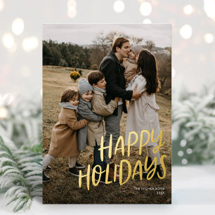 Happy Holidays Modern Lettering Simple One Foto Folien Feiertagskarte