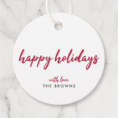 Happy Holidays | Modern Minimalistische Rote Weihn Geschenkanhänger (Vorderseite)