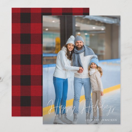 Happy Holidays Modern Script Foto 2 Verti (Vorne/Hinten)