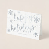 Happy Holidays Modern Script Snowflake S Corporate Folienkarte (Vorderseite)