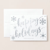 Happy Holidays Modern Script Snowflake S Corporate Folienkarte (Vorderseite mit Umschlag)
