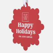Happy Holidays Modern Simple Business Logo Ornament Karte (Linke Ecke)