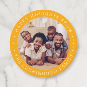 Happy Holidays Modern Simple Chic Family Foto Geschenkanhänger