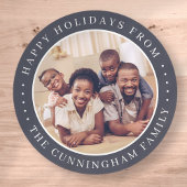 Happy Holidays Modern Simple Chic Family Foto Runder Aufkleber