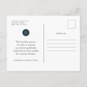 Happy Holidays Modern Simple Christmas Tree Ankündigungspostkarte (Rückseite)