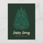 Happy Holidays Modern Simple Christmas Tree Ankündigungspostkarte (Vorderseite)