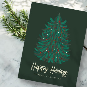 Happy Holidays Modern Simple Christmas Tree Feiertagspostkarte