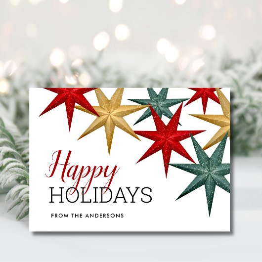 Happy Holidays Modern Stars Urlaubskarte Feiertagskarte