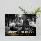 Happy Holidays Moderne einfache Typografie Folien Feiertagskarte (Stehend vorne)