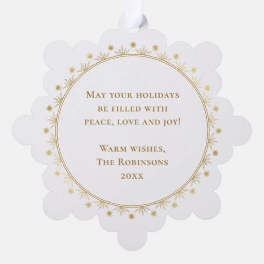 Happy Holidays Moderne Elegante Imitate Gold Foto Ornament Karte (Rückseite)