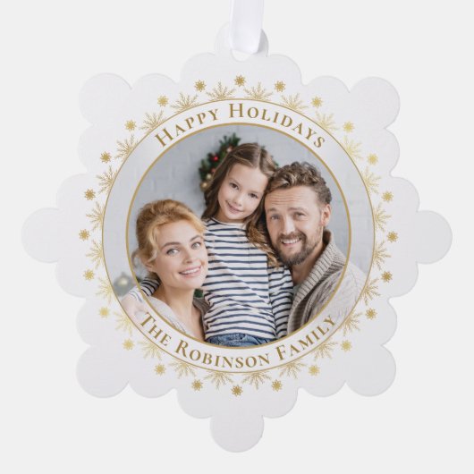 Happy Holidays Moderne Elegante Imitate Gold Foto Ornament Karte (Vorderseite)