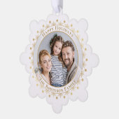 Happy Holidays Moderne Elegante Imitate Gold Foto Ornament Karte (Linke Ecke)