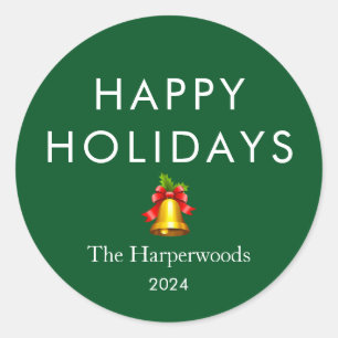 Happy Holidays   Moderne elegante Weihnachtsfamili Runder Aufkleber