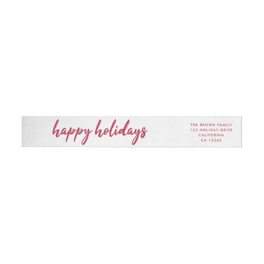 Happy Holidays | Moderne Minimal Red Rücksendeadre (Person)