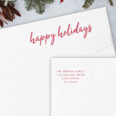 Happy Holidays | Moderne Minimal Red Rücksendeadre