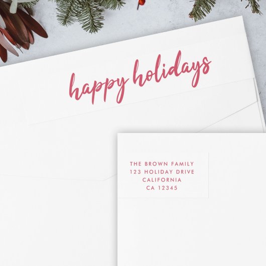 Happy Holidays | Moderne Minimal Red Rücksendeadre