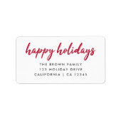 Happy Holidays | Moderne Minimal Red Rücksendeadre Adressaufkleber (Vorne)