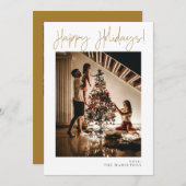 Happy Holidays Moderne Minimalistische Gold Card Einladung (Vorne/Hinten)