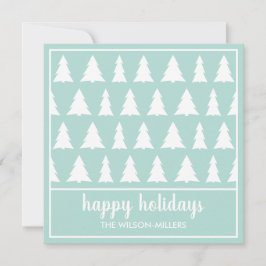 Happy Holidays Moderne Mint Green Tree Muster Feiertagskarte