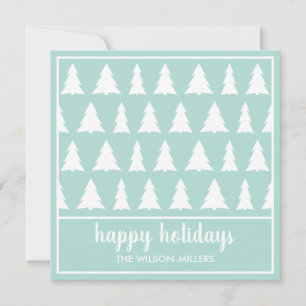 Happy Holidays Moderne Mint Green Tree Muster Feiertagskarte