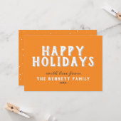 Happy Holidays Moderne orange weiße Typografie Karte (Vorderseite/Rückseite Beispiel)