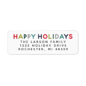 Happy Holidays Moderne Rainbow Rücksendeadresse (Vorne)