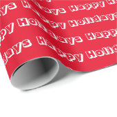 Happy Holidays Moderne Typografie Muster rot Geschenkpapier (Rolleneckpunkt)