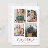 Happy Holidays | Moderne vier FotoCollage Feiertagskarte (Vorderseite)