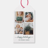 Happy Holidays | Moderne vier FotoCollage Geschenkanhänger (Vorderseite)