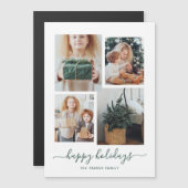 Happy Holidays | Moderne vier FotoCollage Magneteinladung (Vorne/Hinten)