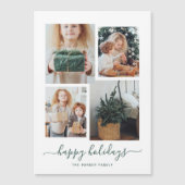 Happy Holidays | Moderne vier FotoCollage Magneteinladung (Vorderseite)