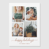 Happy Holidays | Moderne vier FotoCollage Magneteinladung (Vorderseite)