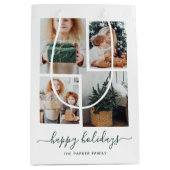 Happy Holidays | Moderne vier FotoCollage Mittlere Geschenktüte (Vorderseite)