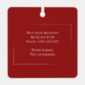 Happy Holidays Moderner Stil Elegantes Foto Ornament Aus Metall (Rückseite)