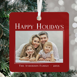 Happy Holidays Moderner Stil Elegantes Foto Ornament Aus Metall