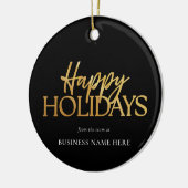 Happy Holidays Modernes Black Gold Business Keramik Ornament (Links)