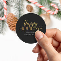Happy Holidays Modernes Black Gold Script Business